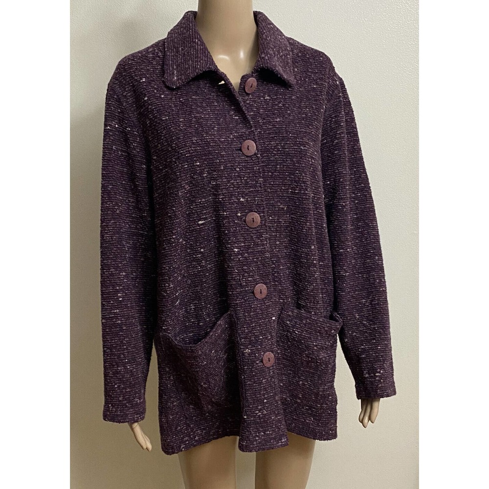The Territory Ahead Women's Purple Cardigan Button Up Sweater Medium